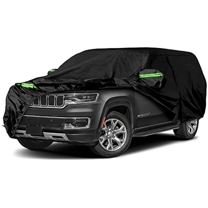 rayihni غطاء سيارة مقاوم للماء بديل لجيب واغونير/جراند واغونير 2022-2023، 6 طبقات من أغطية السيارات لجميع الأحوال الجوية مع سحاب للباب وأشرطة مقاومة للرياح لحماية من الثلج والمطر والغبار والبَرَد - Image 2