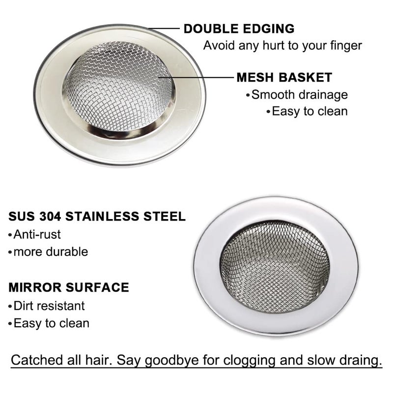 Seatery 1.50" Bathtub Strainers, Bathroom Sink Strainers, Shower Drain Hair Catcher, Drain Strainer for Laundry, Mop Pool, Utility, Slop, RV Sink, Stainless Steel, Pack-2 - Image 3