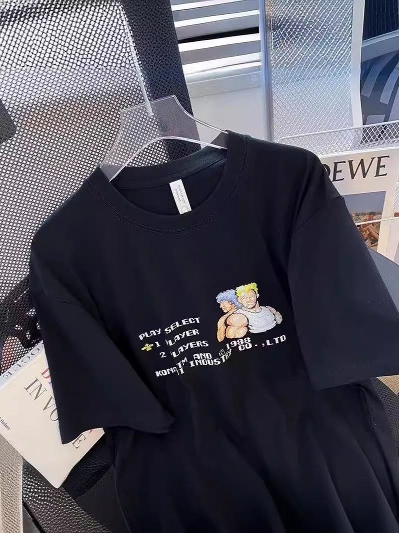 Short-Sleeved T-Shirt Men'S Trendy Brand Summer Loose Five-Point Sleeve Internet Trendy Ins Simple Printed Top - Image 4