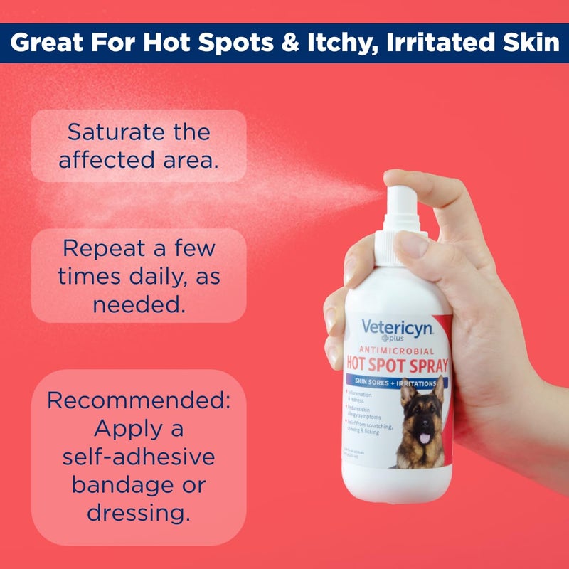 Vetericyn Plus Hot Spot Spray for Dogs Skin Sores and Irritations | Itch Relief for Dogs and Prevents Chewing and Licking at Skin, Safe for All Animals. 8 Ounces - Image 3