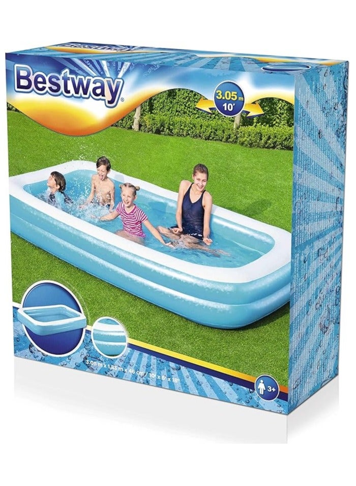 بست واي 🏖️ بيست واي حوض سباحة مستطيل للأطفال والعائلة – 305 × 183 × 46 سم – فينيل متين – أزرق - Image 1