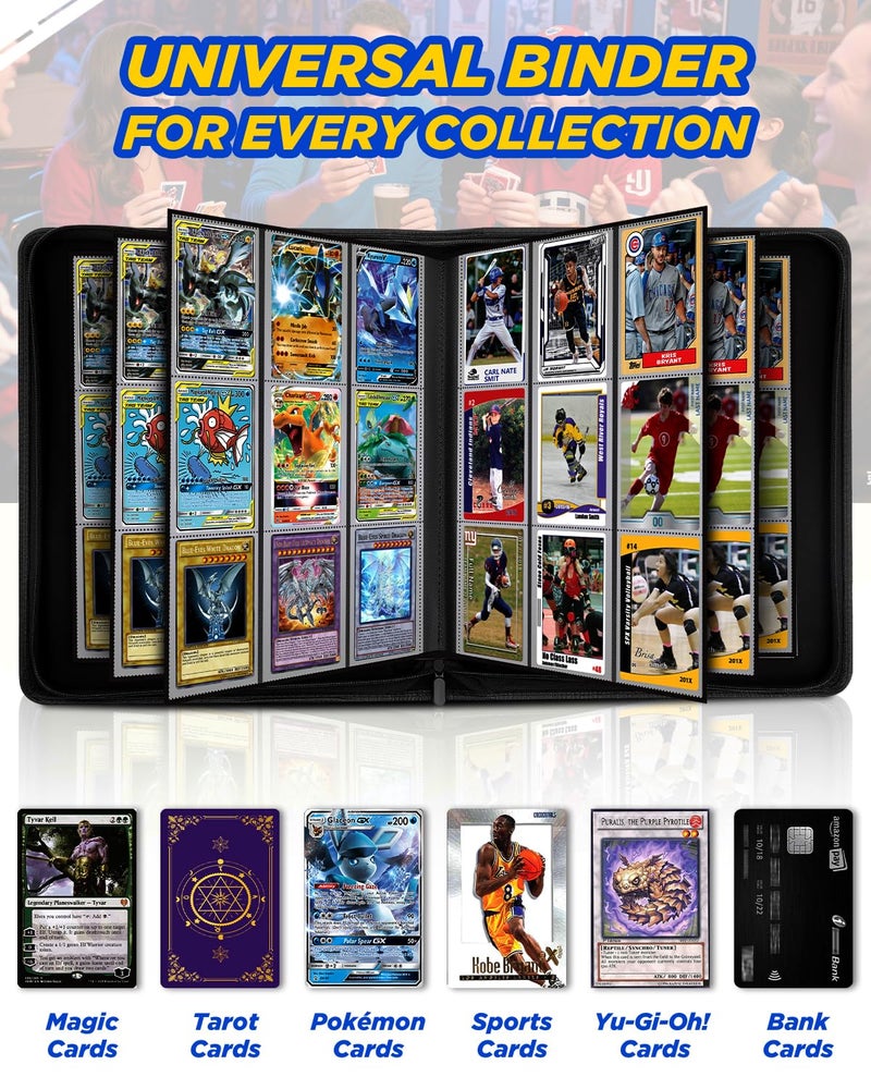 RELAEHIH 9 Pocket Top Loader Binder-Trading Card Binder with Zipper Double-Sided Premium 288 Toploaders for TCG, MTG, Sport Cards (Black) - Image 2