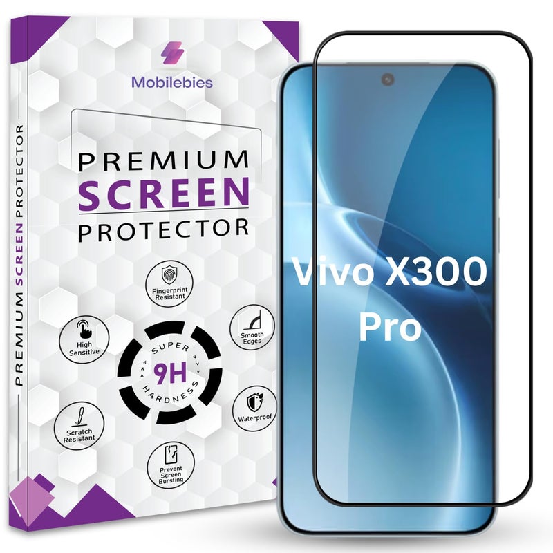 Mobilebies حماية شاشة زجاجية مقواة متميزة لجهاز Vivo X300 Pro 5G (6.78 بوصة، عبوة من 1) | تغطية من الحافة إلى الحافة مع مجموعة سهلة للتثبيت - Image 1