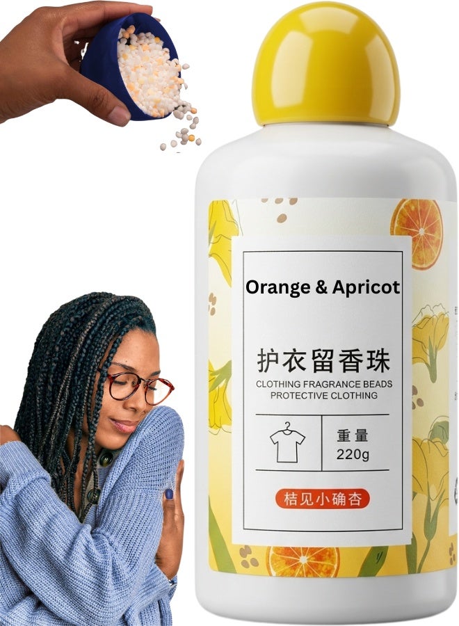 حبوب معطرة للملابس والعناية بالأقمشة – عبوة 220 جرام – معطر للملابس ومثبت رائحة طويل الأمد – بنكهة أزهار أوسمانثوس أولونغ، خوخ ياسمين، برتقال ومشمش – مع عامل تليين للأقمشة ونعومة طبيعية – مناسب للغسيل اليدوي والآلي – آمن على الجلد وذو تركيبة قابلة للذوبان – يحافظ على الأقمشة ناعمة، لامعة وخالية من الكهرباء الساكنة – للعناية بجميع أنواع الملابس، الأقمشة الرقيقة والسميكة، والملاءات والبطانيات - Image 1