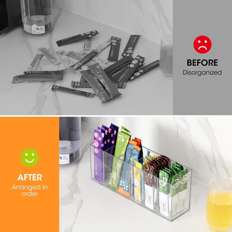 AIEVE 2 Pack Drink Packet Organizer, Water Drink Packet Holder with Removable Dividers for Pantry Organizers and Storage, Water Flavor Powder Mix Holder for Kitchen Storage Organization - Image 3