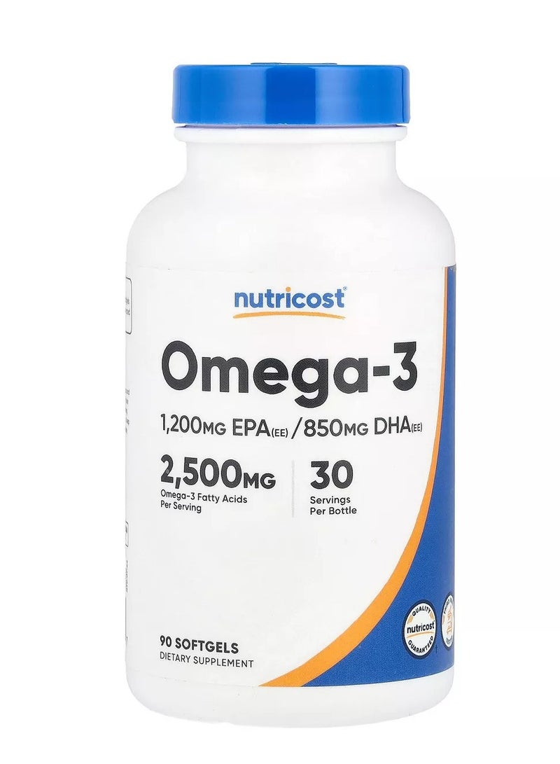Nutricost Omega-3 Softgels 2500mg 90 Softgels - Image 1