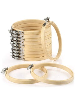 Pllieay 12 Pieces 4 Inch Embroidery Hoops Bamboo Circle Cross Stitch Hoop Ring For Embroidery, Art Craft Handy Sewing And Home Decoration  - Image 1
