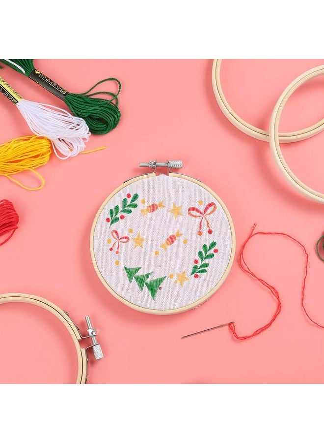 Pllieay 12 Pieces 4 Inch Embroidery Hoops Bamboo Circle Cross Stitch Hoop Ring For Embroidery, Art Craft Handy Sewing And Home Decoration - Image 5