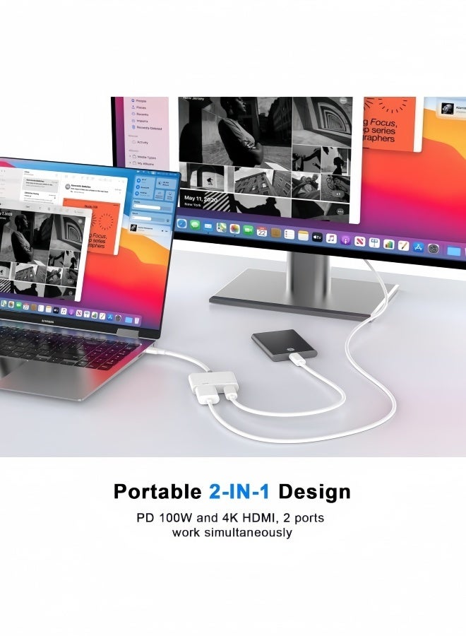 الصفحة الرئيسية محول USB C إلى HDMI 4K@60Hz مع شحن بقوة 100 وات - لأجهزة iPhone 16/16 Plus/16 Pro/16 Pro Max/15/15 Plus/15 Pro/15 Pro Max و iPad Pro و HDTV والشاشات - Image 5