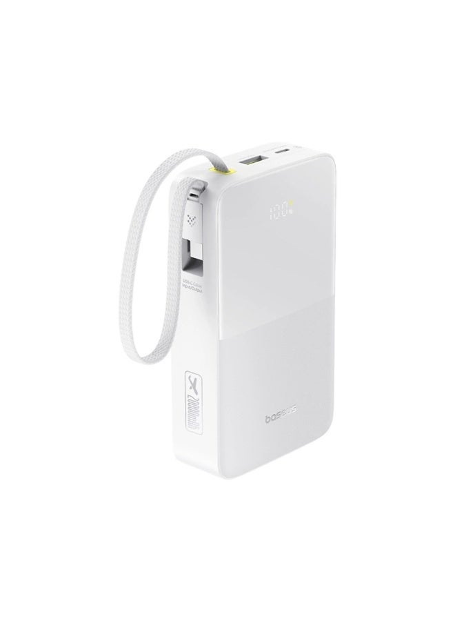 بيسوس بانك طاقة EnerFill FC51 Bipow2 Pro بسعة 20000 مللي أمبير مع كابل USB-C مدمج، شاشة LED رقمية، شحن سريع 22.5 واط – لون القمر - Image 2