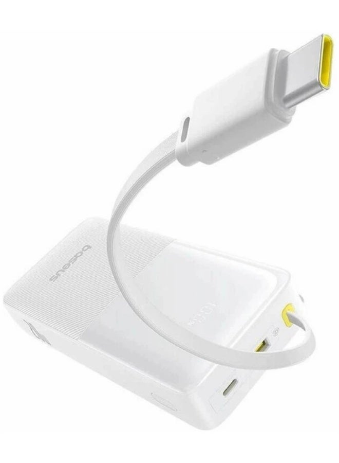 بيسوس بانك طاقة EnerFill FC51 Bipow2 Pro بسعة 20000 مللي أمبير مع كابل USB-C مدمج، شاشة LED رقمية، شحن سريع 22.5 واط – لون القمر - Image 3