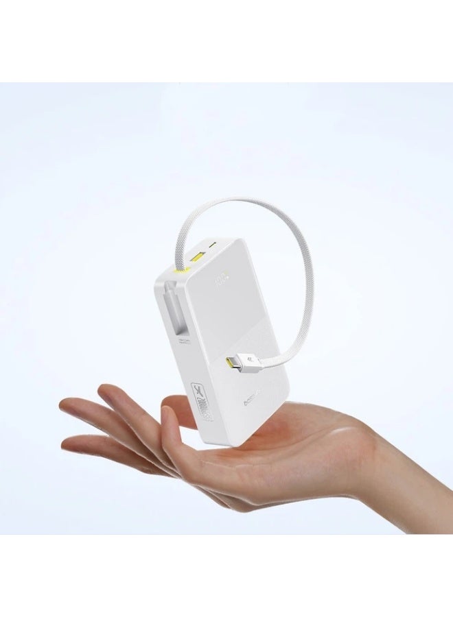 بيسوس بانك طاقة EnerFill FC51 Bipow2 Pro بسعة 20000 مللي أمبير مع كابل USB-C مدمج، شاشة LED رقمية، شحن سريع 22.5 واط – لون القمر - Image 1