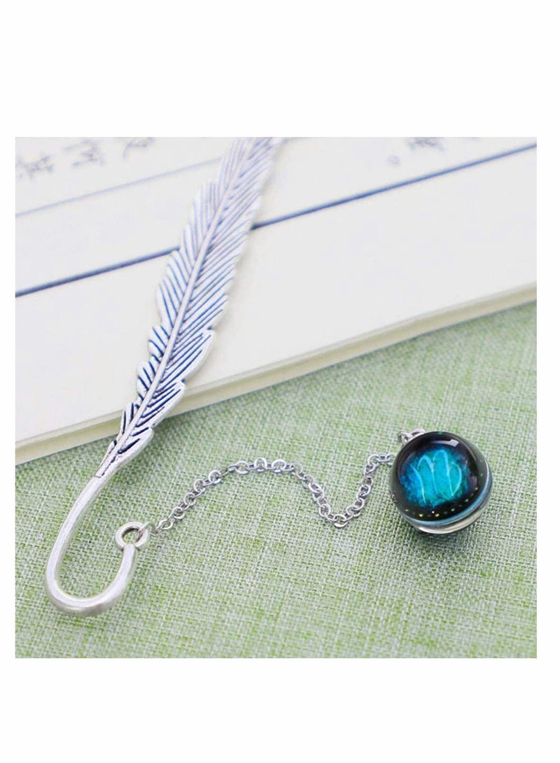 Bookmarks, Metal Bookmark, Retro Feather-shaped Twelve Constellation Bookmarks Ideal Creative Gifts For Readers, Women, Friends, Teachers And Children, Book Decorations - Scorpio - Image 2