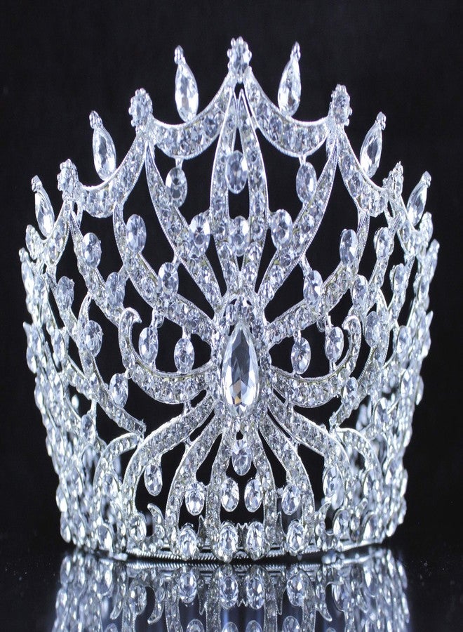 Janefashions Breathtaking Clear Austrian Rhinestone Large Tiara Crown With Hair Side Combs Silver Pageant Wedding Prom Birthday Party Beauty Queen Contest Tiara T899 - Image 5