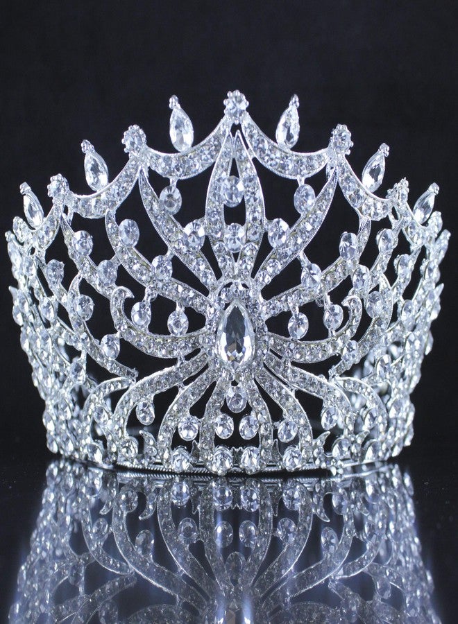 Janefashions Breathtaking Clear Austrian Rhinestone Large Tiara Crown With Hair Side Combs Silver Pageant Wedding Prom Birthday Party Beauty Queen Contest Tiara T899 - Image 3