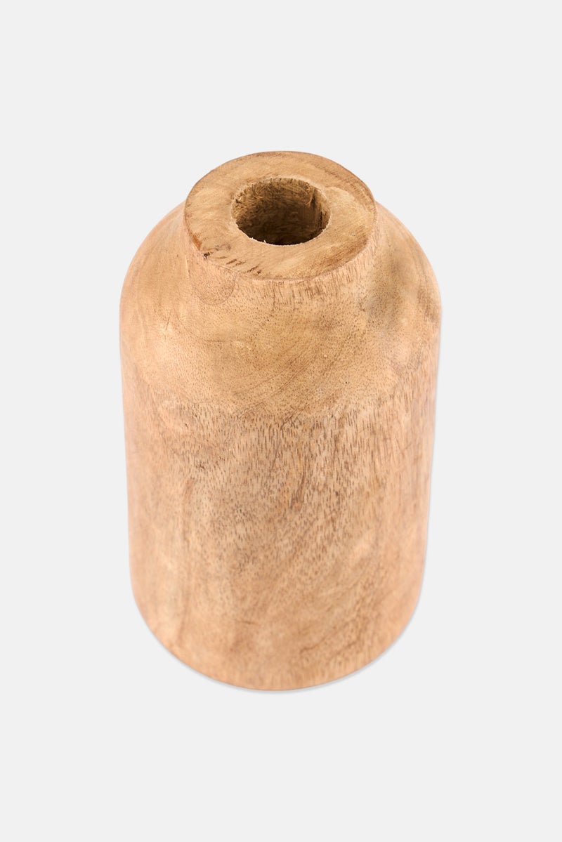 Muy Mucho Wooden Vase, Light Brown - Image 2