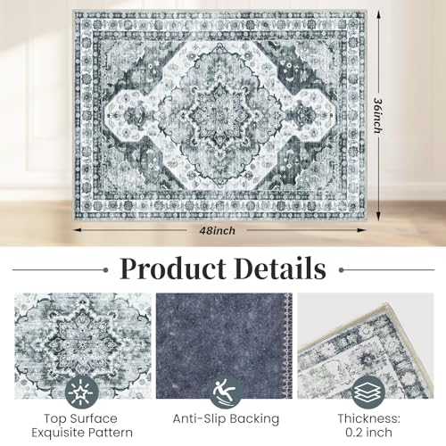 Lreedy Office Chair Mat for Hardwood FloorTile Floor36X 48 Heavy Duty Desk Chair Mat for Hard FloorsUnder Desk Rug for Rolling Computer ChairAnti SlipLow Pile Carpet FloorGrey Flower - Image 3