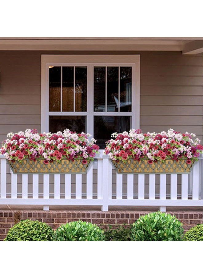 Karlliu 2 Pack 30 Inch Window Boxes Planters Railing Planter Box with Adjustable Brackets for Porch Fence Patio Balcony Hanging Flower Baskets with Coco Liners for Outdoor Garden Decor - Dark Grey - Image 2