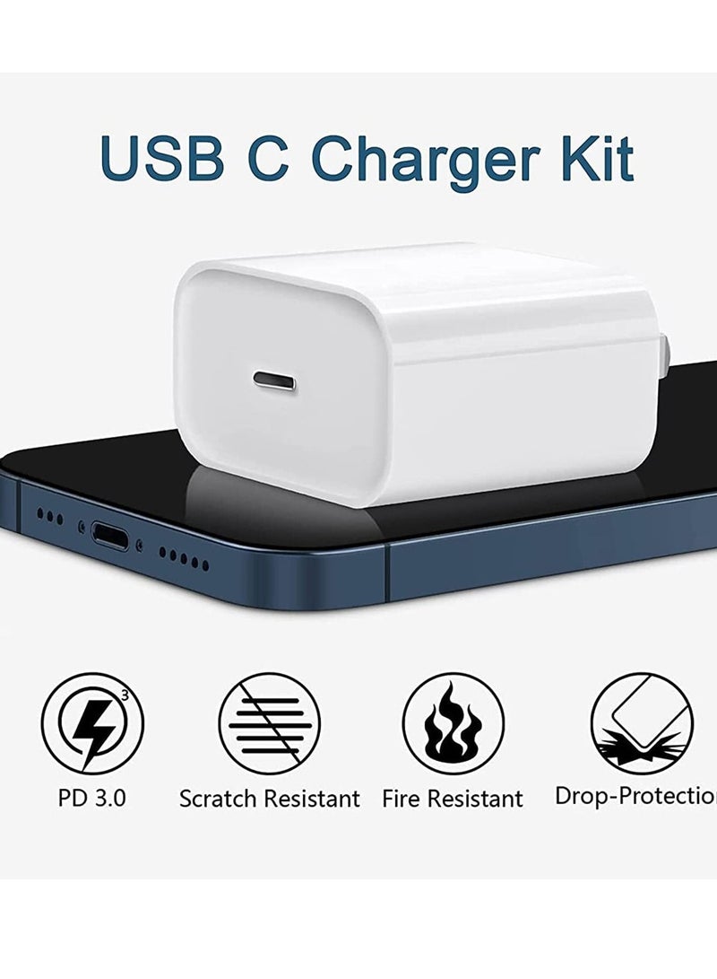 20W USB C Power Adapter with USB Type C Cable Compatible for iPhone Charger 13, 12, 11, X Series and Later (Charger) - Image 2