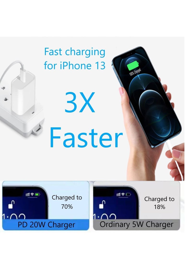 20W USB C Power Adapter with USB Type C Cable Compatible for iPhone Charger 13, 12, 11, X Series and Later (Charger) - Image 3