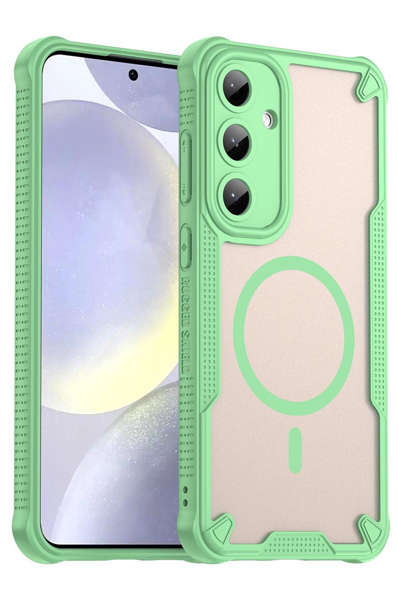 Cover For Samsung Galaxy S24 Plus Armor Glaze MagSafe Magnetic Phone Case Raised edges around the screen and camera lens help prevent scratches - Green - Image 1