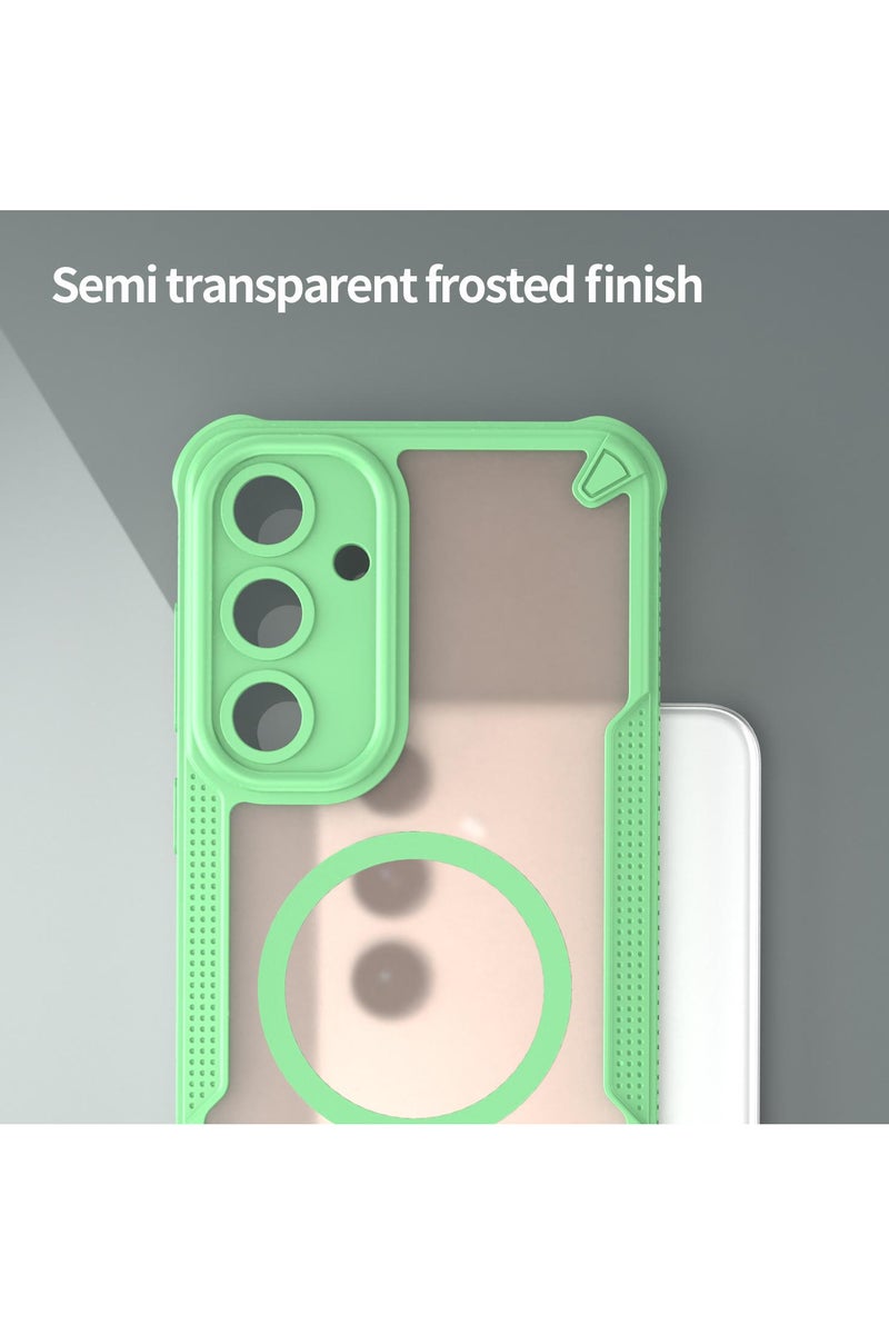 Cover For Samsung Galaxy S24 Plus Armor Glaze MagSafe Magnetic Phone Case Raised edges around the screen and camera lens help prevent scratches - Green - Image 4