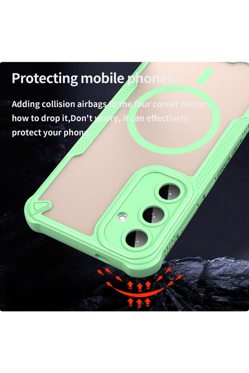 Cover For Samsung Galaxy S24 Plus Armor Glaze MagSafe Magnetic Phone Case Raised edges around the screen and camera lens help prevent scratches - Green - Image 3
