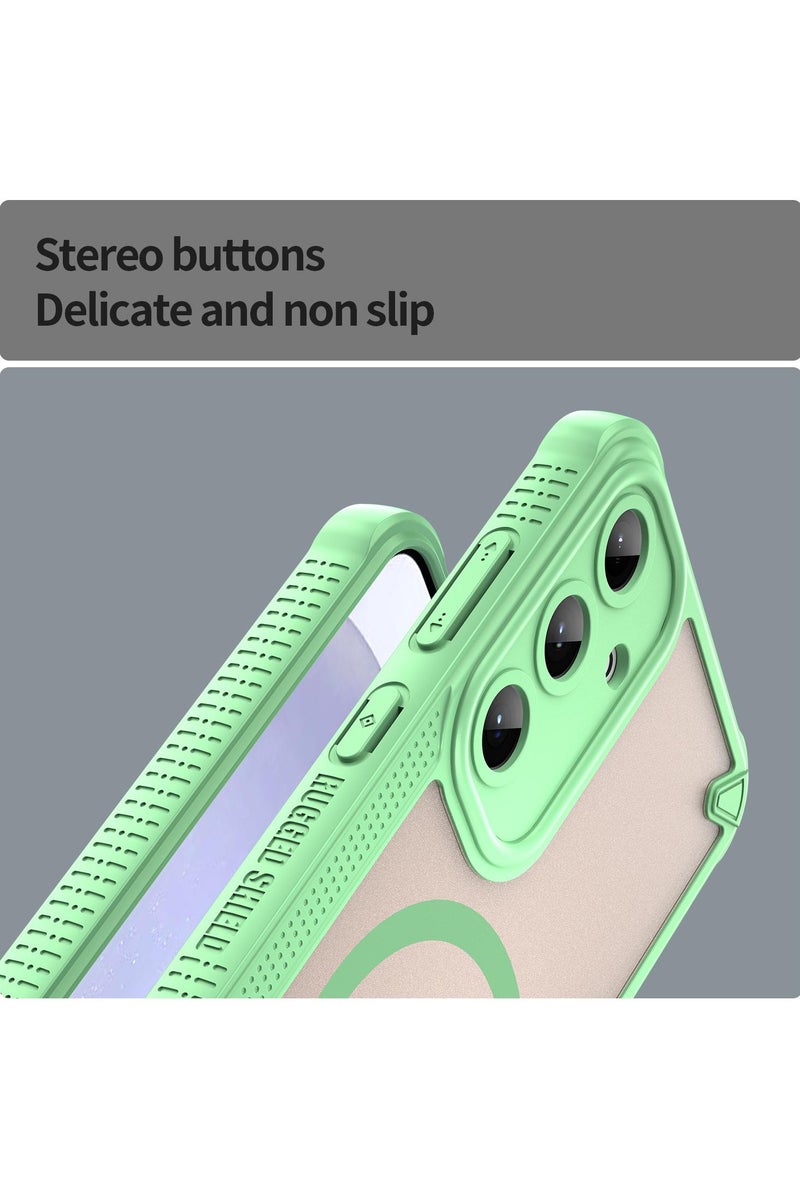 Cover For Samsung Galaxy S24 Plus Armor Glaze MagSafe Magnetic Phone Case Raised edges around the screen and camera lens help prevent scratches - Green - Image 5