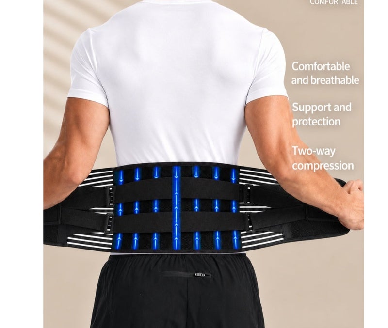 HASTE Steel Plate Back Support Belt - Lumbar Brace with Spring Stays - Breathable - Size L - Black - Image 2