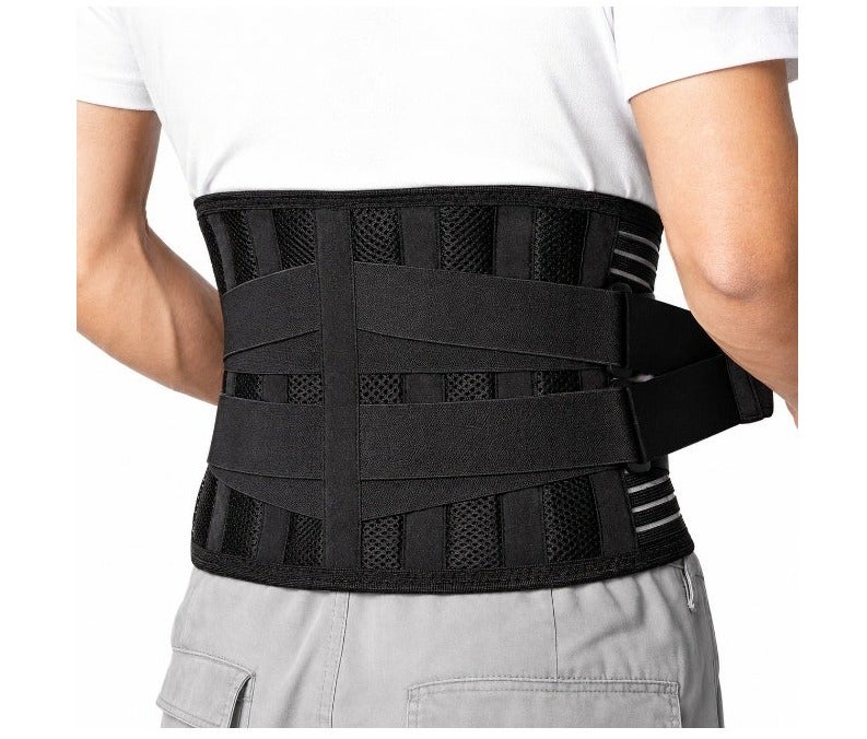 HASTE Steel Plate Back Support Belt - Lumbar Brace with Spring Stays - Breathable - Size L - Black - Image 3