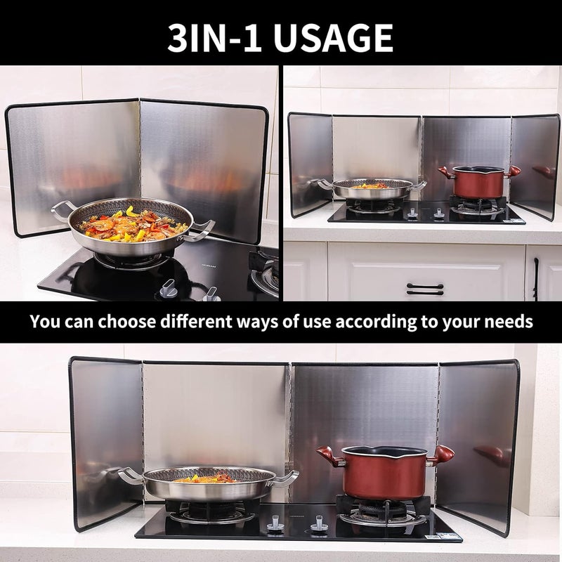 XINBADA Splatter Screen for Frying Pan - Ultimate Kitchen Backsplash Protector and Grease Splatter Guard for Frying Pan, Foldable Stainless Steel Anti Oil Splatter Guard - Image 3