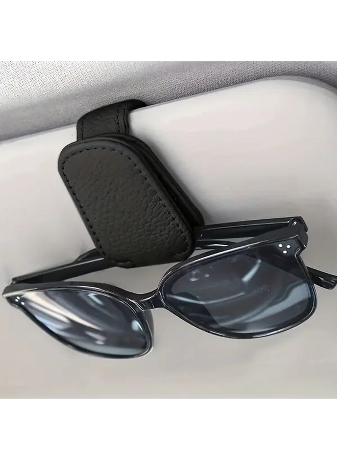 Black Magnetic Glasses Clip Case Storage Car Sun Visor Organizer 1pc - Image 1