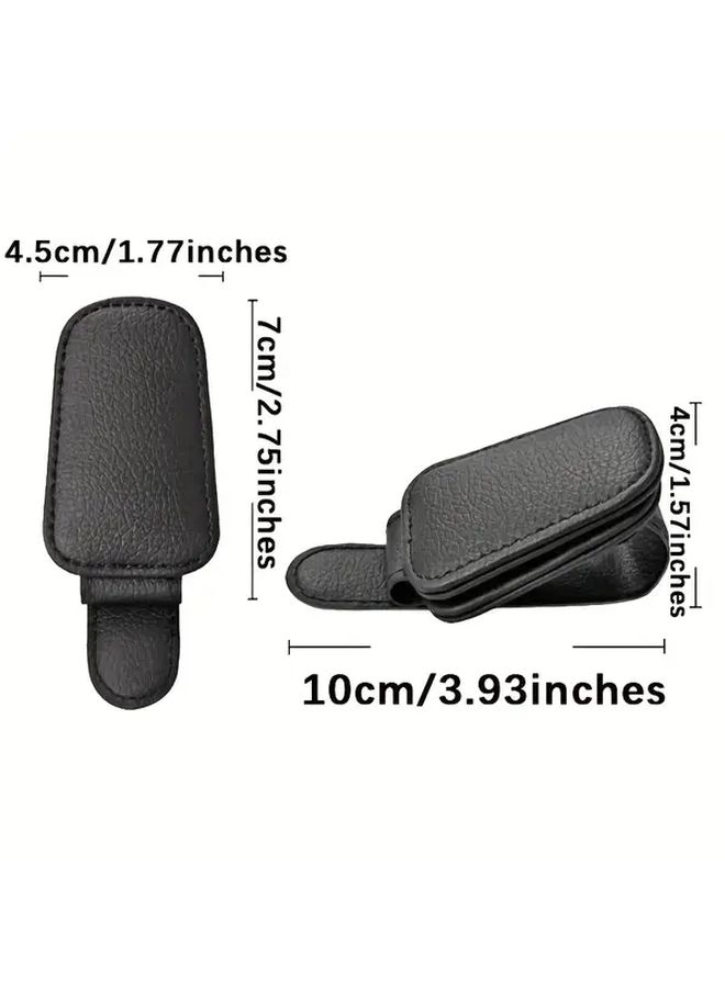 Black Magnetic Glasses Clip Case Storage Car Sun Visor Organizer 1pc - Image 4
