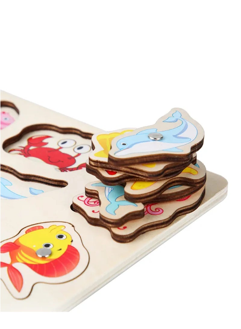 Magnetic Wooden Fishing and Ludo Board Game Toy for Toddlers Kids, Fish Catching Counting Learning Education Board Game Toy Gifts  - Image 3