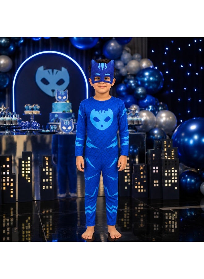 زي كات بوي التنكري للأطفال من Joy Land – بدلة PJ Masks مع قناع – زي شخصيات كرتونية للحفلات والهالوين والتنكر - Image 2