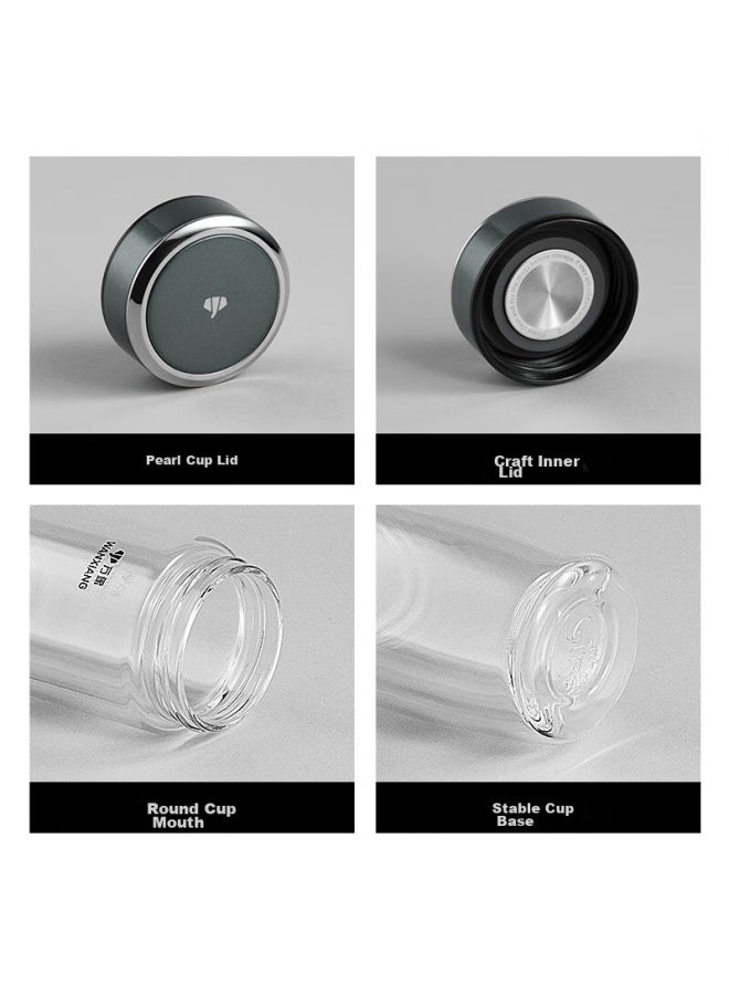 Wanxiang Double-layer Curved Glass Cup For Men And Women, V270 With Filter, Water Cup, Olive Green, 360ml, Portable, Car-mounted Tea Infuser - Image 3
