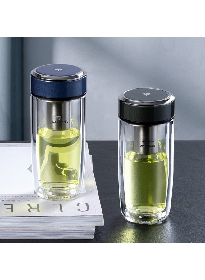 Wanxiang Double-layer Curved Glass Cup For Men And Women, V270 With Filter, Water Cup, Olive Green, 360ml, Portable, Car-mounted Tea Infuser - Image 2