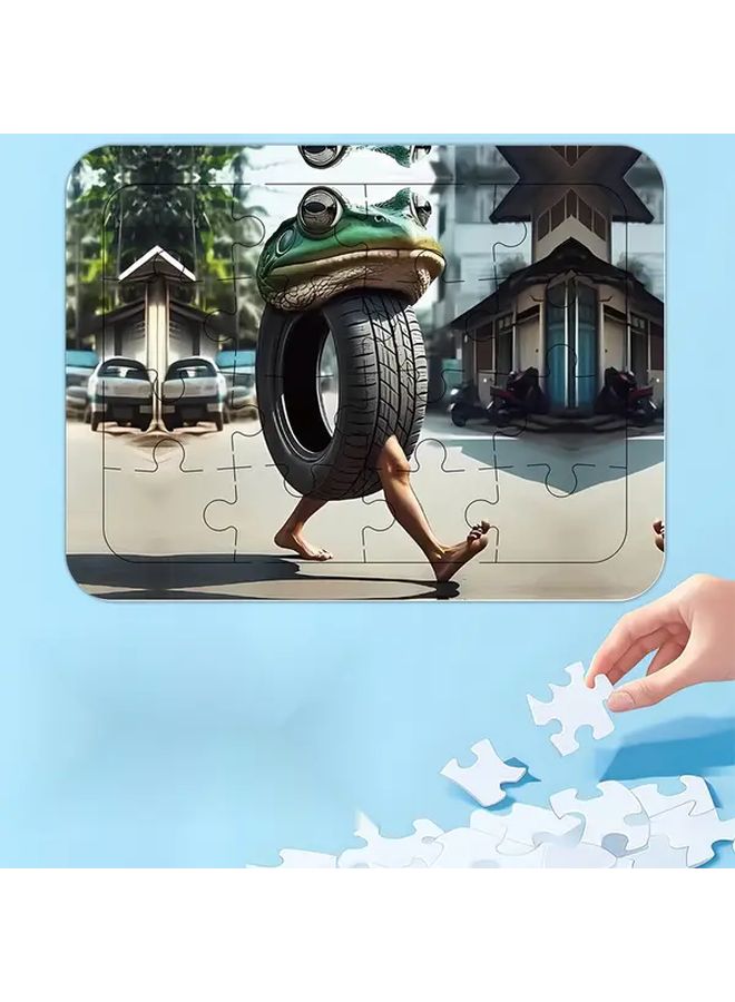 Tyre Frog 16 قطعة لغز العفن الإيطالي نمط ليزر مجموعة ألغاز قابلة للجمع لعبة عائلية - Image 1