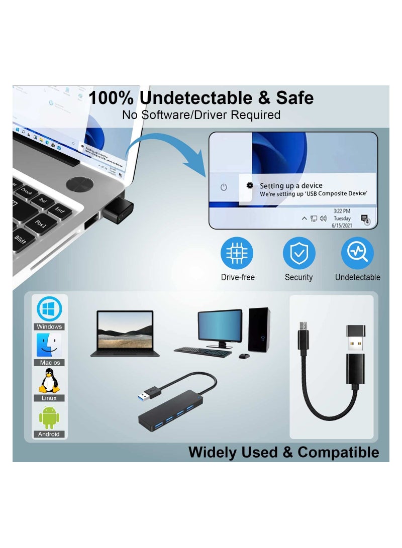 SYOSI USB Mouse Jiggler, Mini Undetectable Mouse Mover with Switch Button, Automatic Mouse Mover with Two Jiggle Modes, Supports Multi-Track, Driver-Free, Plug-and-Play Keeps PC/Laptop Awake - Image 3