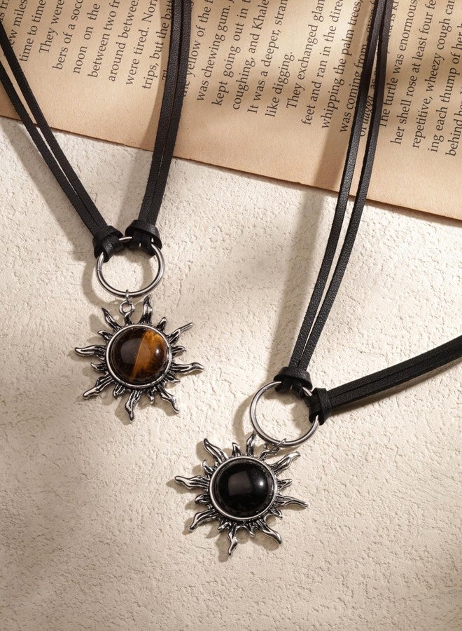 Sacina Gothic Boho Brown Celestial Sun Choker, Black Choker, Boho Goth Necklace, Halloween Christmas Jewelry Gift For Women - Image 5