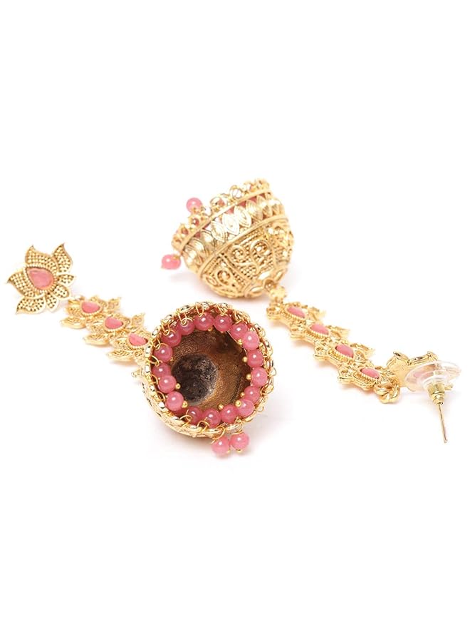 erorex Lotus Jhumki Earrings For Women Golden Zpfk9647  - Image 2