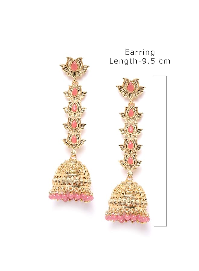 erorex Lotus Jhumki Earrings For Women Golden Zpfk9647  - Image 4