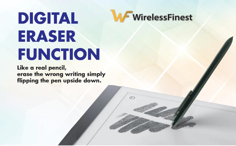 WirelessFinest قلم رقمي مع رأس بديل لجهاز ماركر ريماركابل 1 و 2، قلم تابلت أسود الجيل 1 و 2، وظيفة مسح، حساس حساس للزاوية، رؤوس إضافية + أداة، تقنية نقاط الضغط 4096 - Image 4