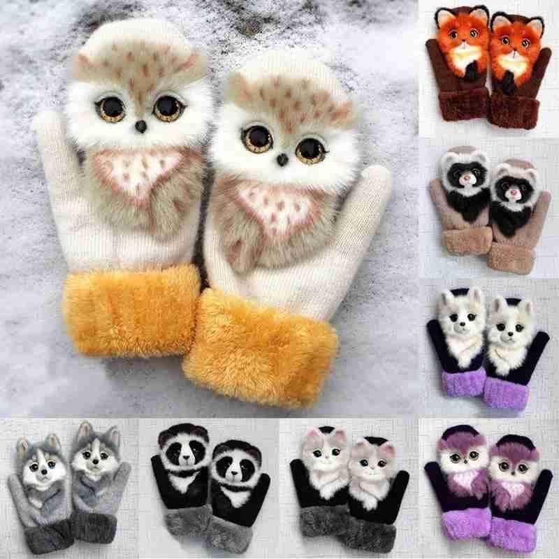 Cute Winter Animal Gloves, New Cute Animal Mittens, Hand-Knitted Pet Gloves, Handmade Knitted Plush Animal Mittens - Image 2