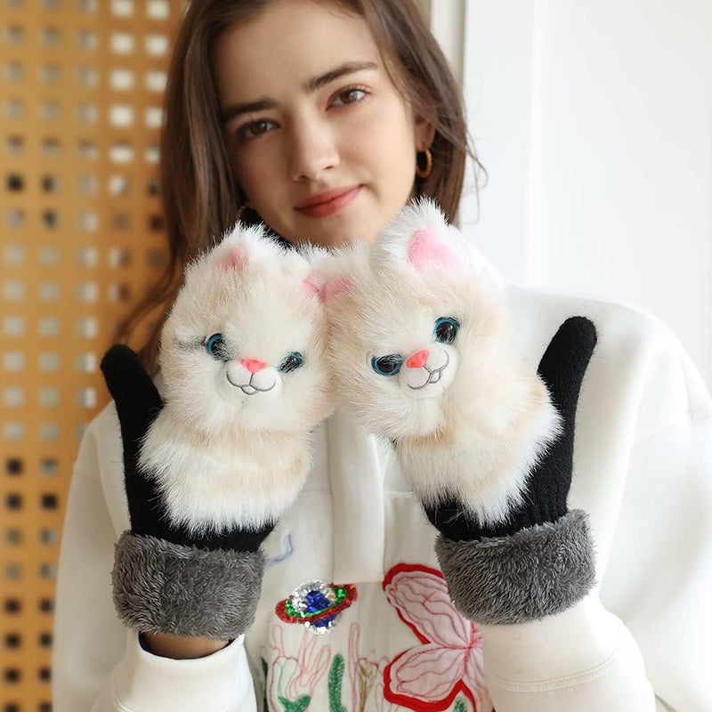 Cute Winter Animal Gloves, New Cute Animal Mittens, Hand-Knitted Pet Gloves, Handmade Knitted Plush Animal Mittens - Image 3