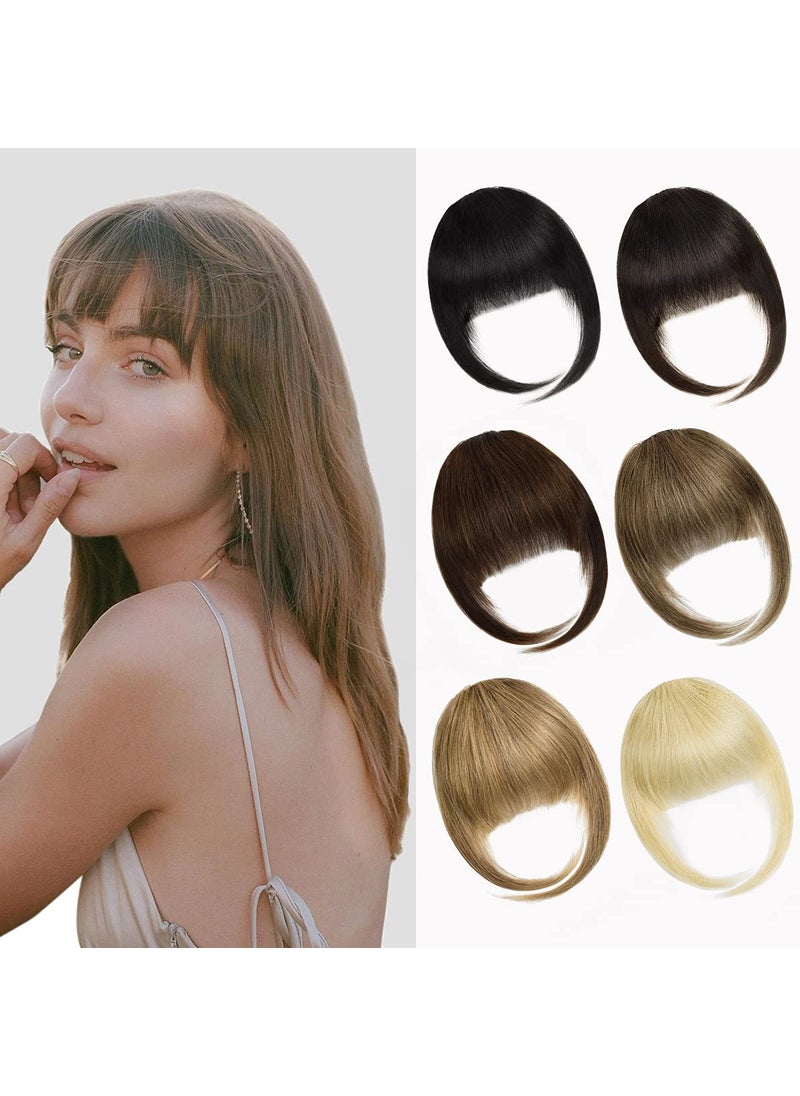 Rose bud Rose bud Bangs Hair Clip in Bangs Remy Human Hair Extensions Flat Face Fringe Bangs Human Hair Pieces for Women Medium Brown 