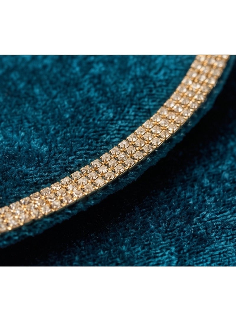 JOHN PAULS Peacock Teal Velvet Clutch Purse for Women Handmade Curved Flap Bag with Sparkling Diamante Trim & Detachable Gold Chain | Crossbody Evening Handbag for Women, Wedding, Prom & Cocktail Parties - Image 4