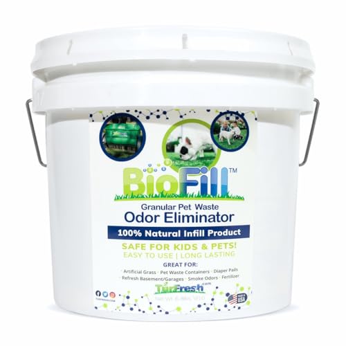 BioTurf Granular Turf Infill Naturally Derived Turf Deodorizer for Pet Urine and Poop Yard Odor Eliminator for Artificial Grass Safe for Pets Kids Outdoor Use 1 Gallon Pail
