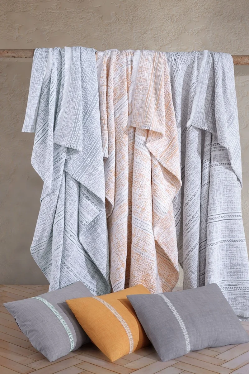 Elart Nish Blanket Set Double 4 Piece Yellow