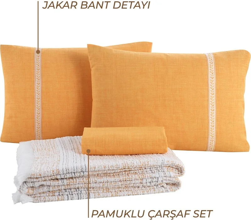 Elart Nish Blanket Set Double 4 Piece Yellow
